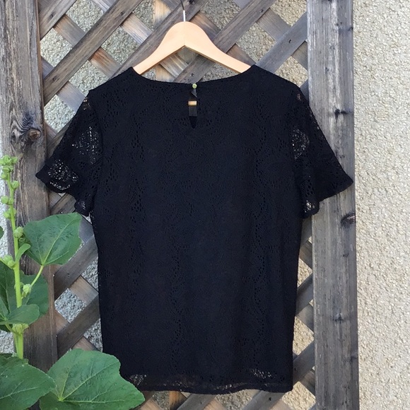 Liz Claiborne pretty lace black short sleeved top - Picture 4 of 12